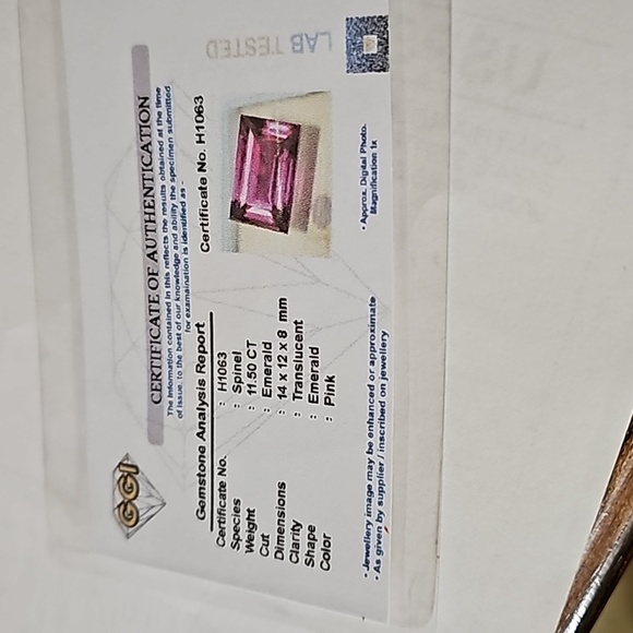 Brilliant Certified Pink Spinel Gemstone 11.50ct - Picture 6 of 6